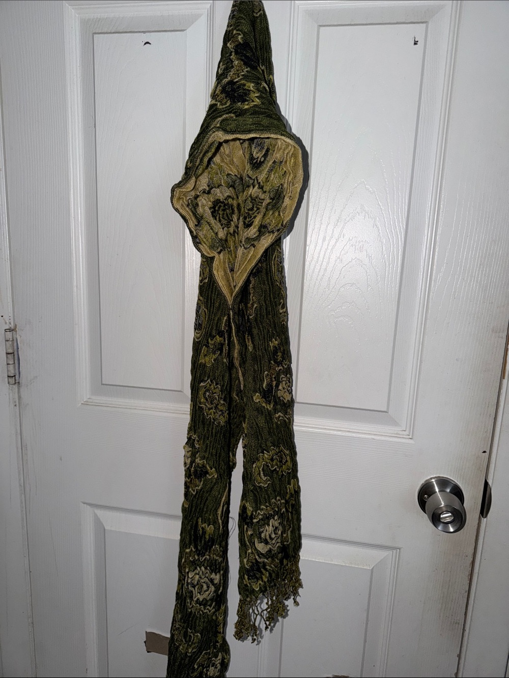 Olive Green Floral Plush Scarf - Home Accents